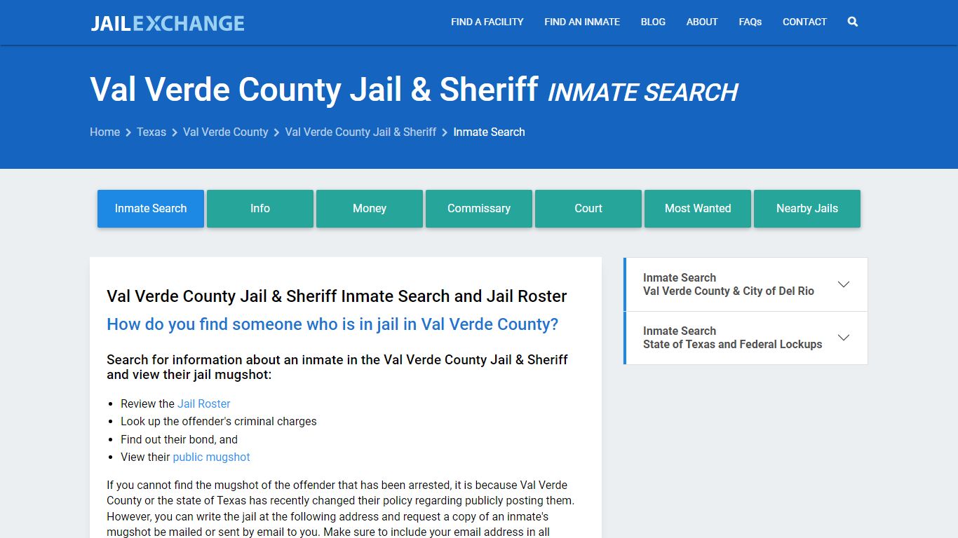 Val Verde County Jail & Sheriff Inmate Search - Jail Exchange
