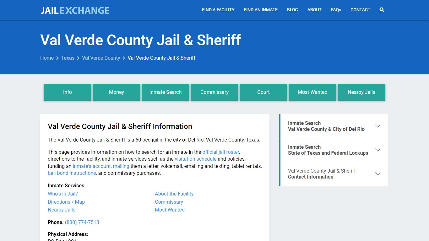 Val Verde County Jail & Sheriff, TX Inmate Search, Information